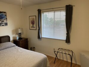 Queen bedroom in mid term furnished rental Cottonwood with fresh linens