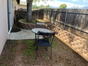 Private patio at mid term furnished rental property in Cottonwood Arizona